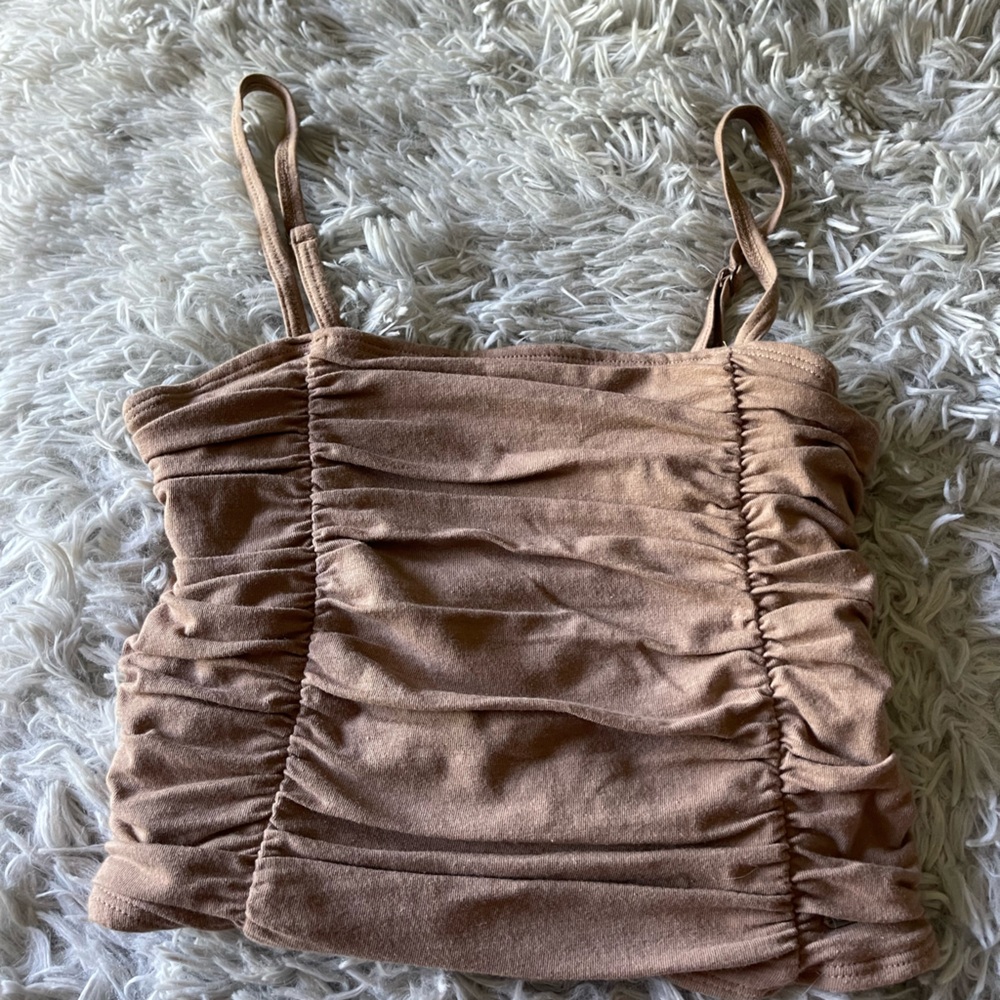 Scrunched Brown Adjustable Crop Top- Hollister Size XS